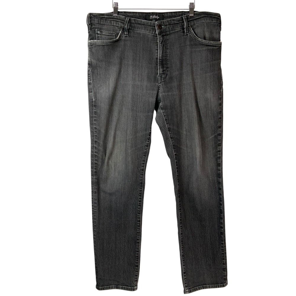 34 Heritage Dark Gray Denim Jeans 40/32 Zip Button Mid Rise Straight Whiskered